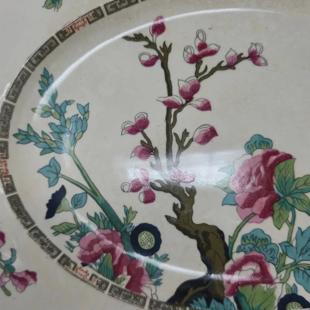Vintage Myott Staffordshire England Floral Tree Oval Platter 14.75